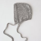 Hand Knitted Wool Bonnet: Sequined Ear Flap Hat