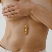 Gold Plated Silver Goddess Pendant: Trypillian Bereginya Jewelry