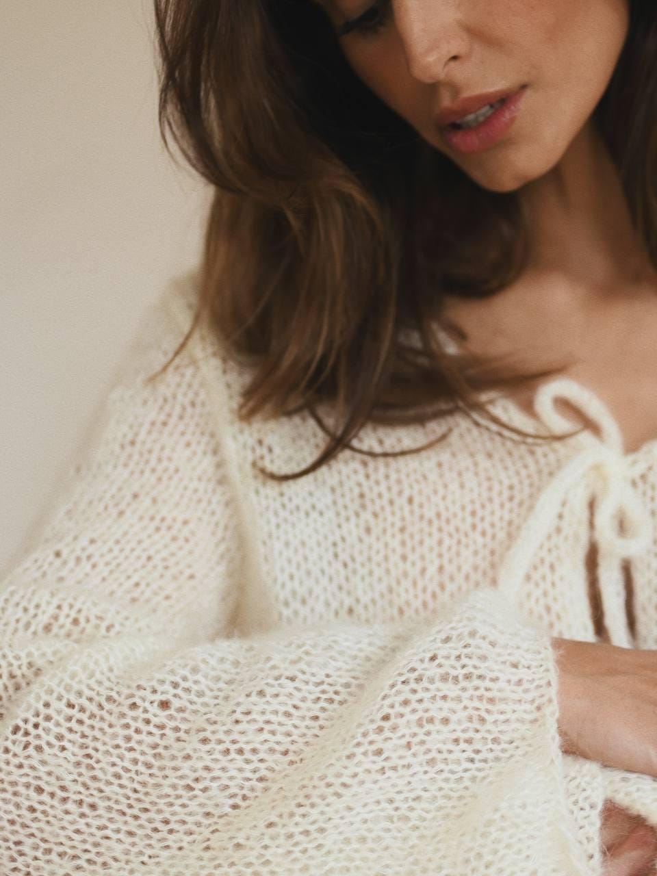 Handmade White Mohair Knit Cardigan: Cozy Lightweight Sweater