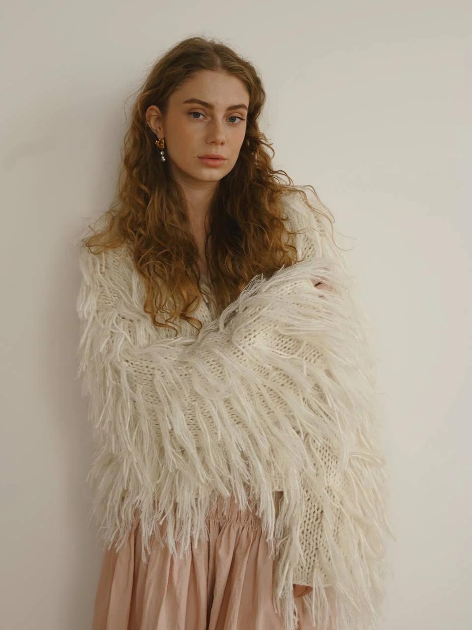 Handmade Alpaca Merino Cardigan: Cropped Open Front Knit Sweater