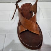 Handmade Moroccan Leather Sandals For Women – Brown Cross Strap Flat Sandals With Ankle Strap, Open Toe Boho Summer Walking Shoes, Gift