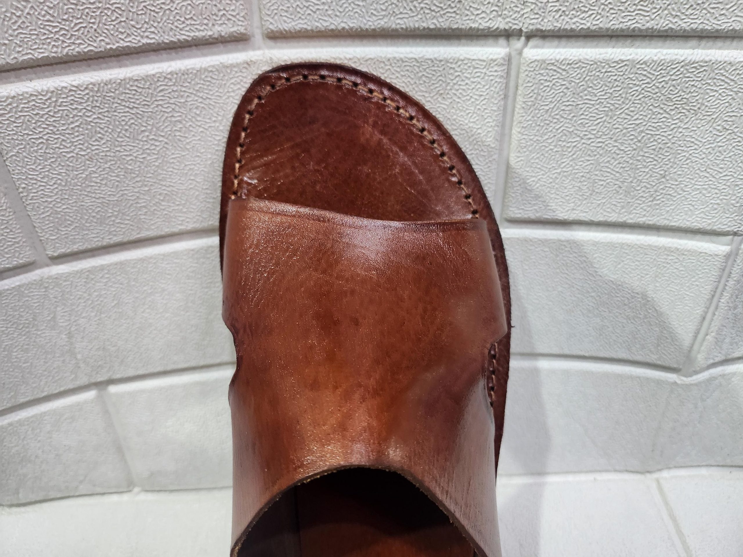 Moroccan Leather Sandals For Men – Handmade Brown Slip-on Summer Gift Shoes