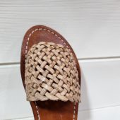 Handmade Moroccan Braided Leather Sandals For Women – Natural Woven Flat Slides – Artisan Marrakech Shoes – Summer Boho Slip-on Flats