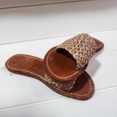 Handmade Moroccan Braided Leather Sandals For Women – Natural Woven Flat Slides – Artisan Marrakech Shoes – Summer Boho Slip-on Flats
