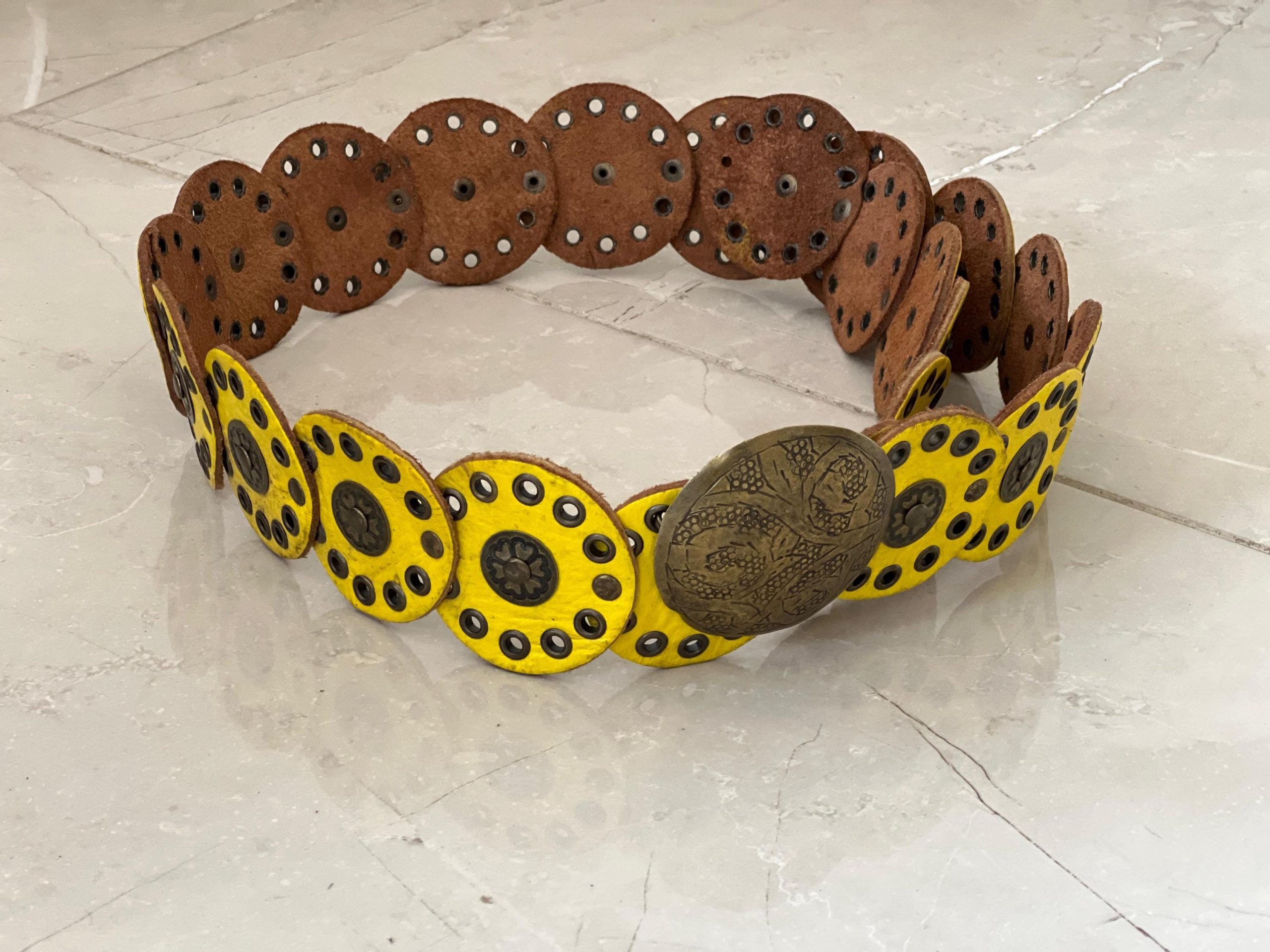 Handmade Moroccan Leather Belt With Vintage Buckle – Boho Statement Waist Accessory